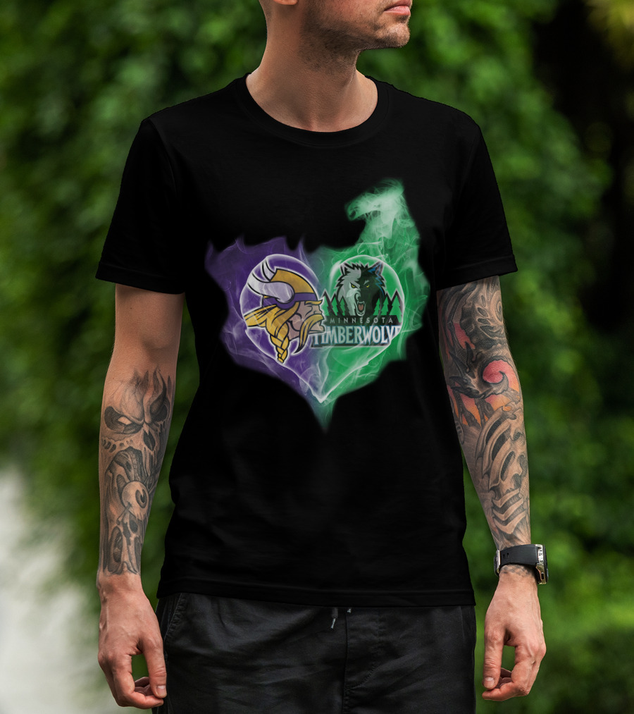 Minnesota Vikings Timberwolves Heart Smoke T-Shirt