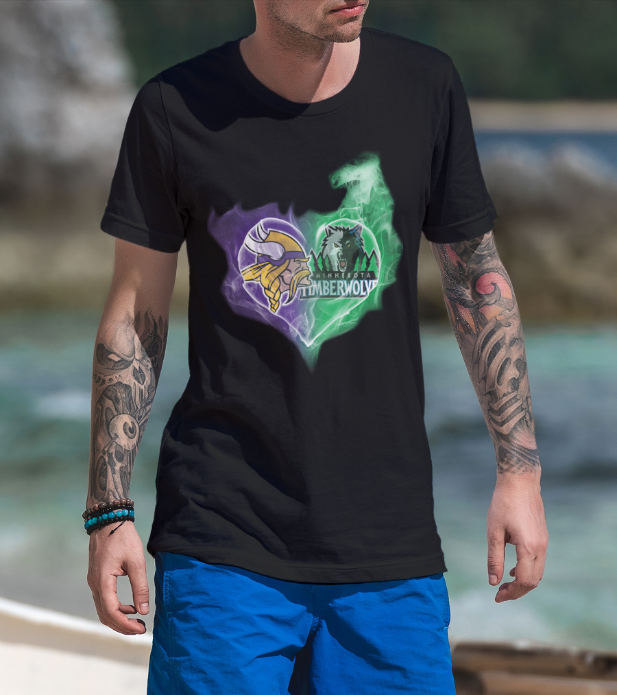 Minnesota Vikings Timberwolves Heart Smoke T-Shirt