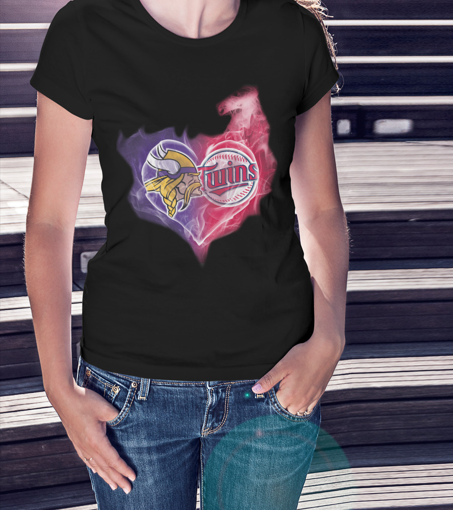 Minnesota Vikings Twins Heart Smoke Unity T-Shirt