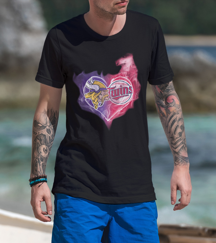Minnesota Vikings Twins Heart Smoke Unity T-Shirt