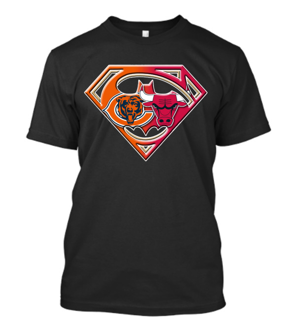 Chicago Bears Bulls Superman Logo Fusion T-Shirt