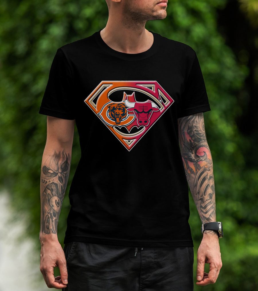 Chicago Bears Bulls Superman Logo Fusion T-Shirt
