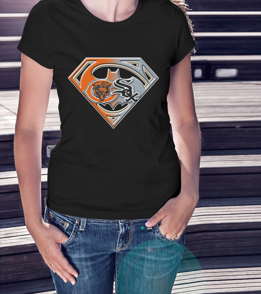 Chicago Bears White Sox Superhero Logo Mix T-Shirt