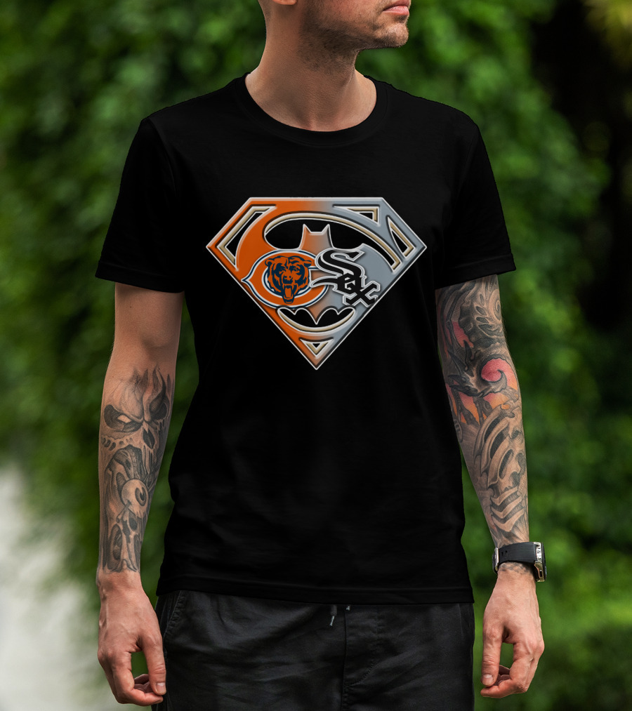 Chicago Bears White Sox Superhero Logo Mix T-Shirt