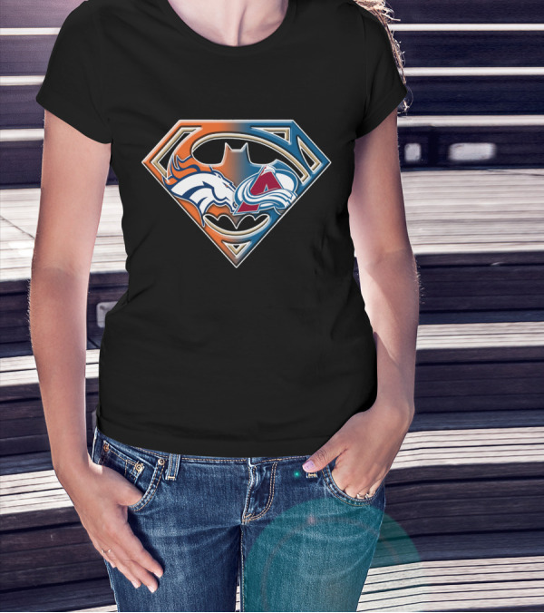 Denver Broncos Colorado Avalanche Batman Superman Logo Bat 016 T-Shirt