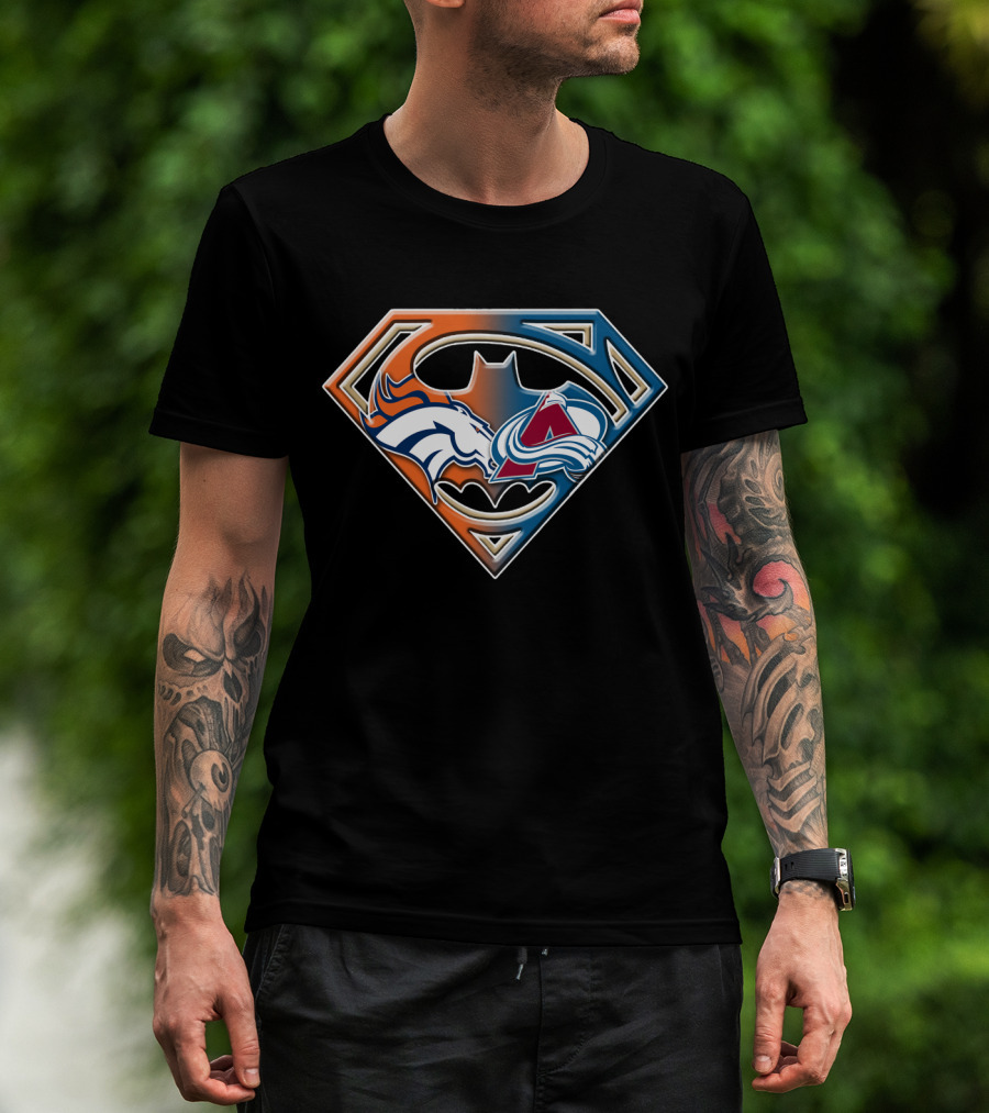 Denver Broncos Colorado Avalanche Batman Superman Logo Bat 016 T-Shirt