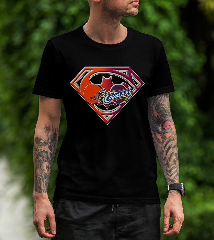 Cleveland Cavaliers Browns Super Bat 021 Logo Fusion T-Shirt