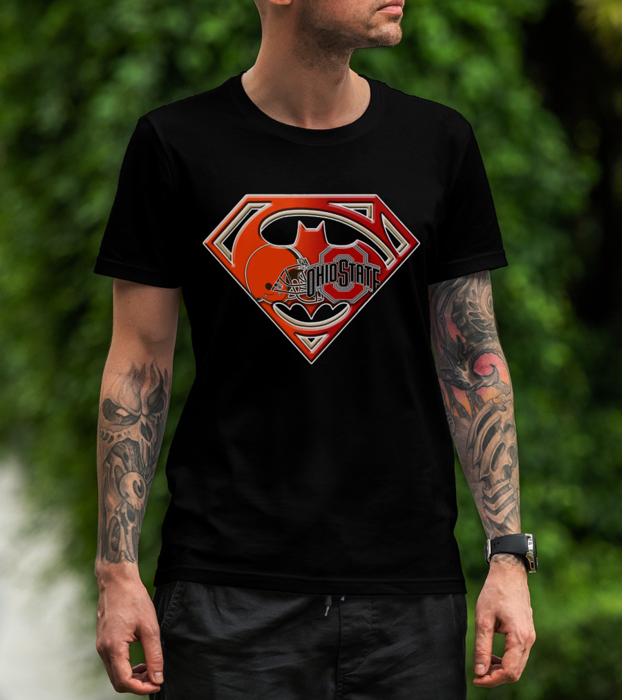 Ohio State Superman Batman Browns Logo Bat T-Shirt