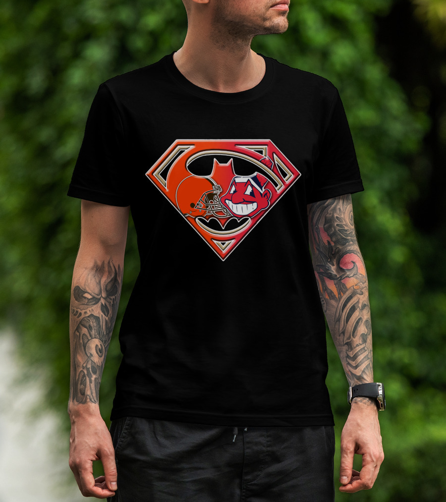 Cleveland Browns Superman Logo Chief Wahoo Fusion T-Shirt