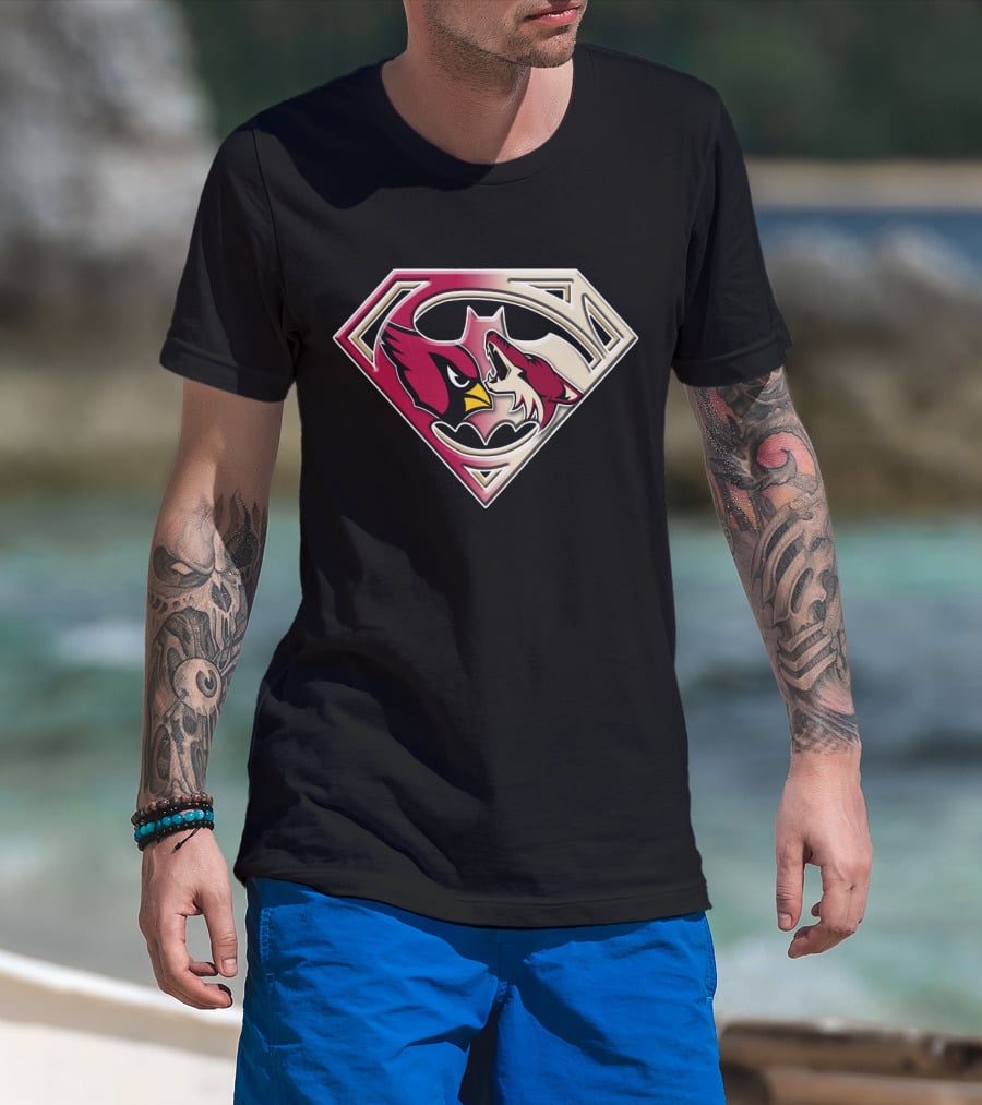 Arizona Cardinals Coyotes Superman Logo Mashup T-Shirt