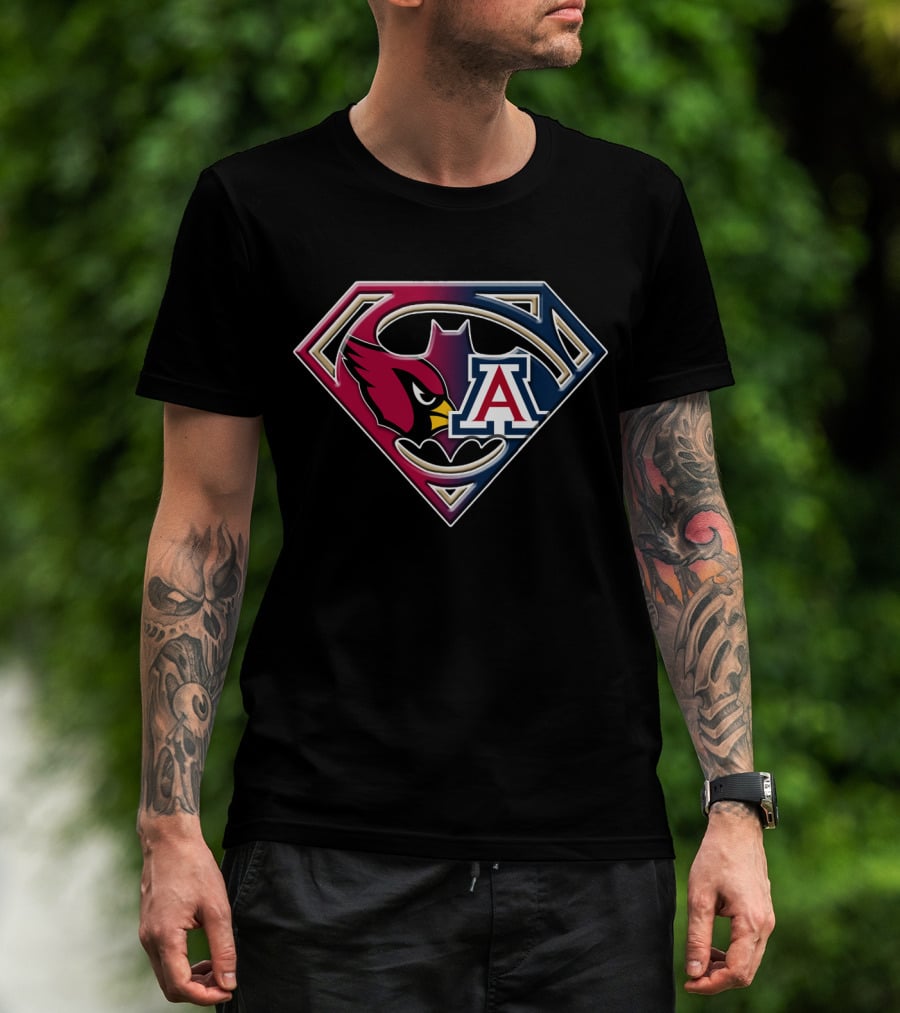 Arizona Cardinals Arizona Wildcats Superhero Logo Fusion Bat 031 T-Shirt