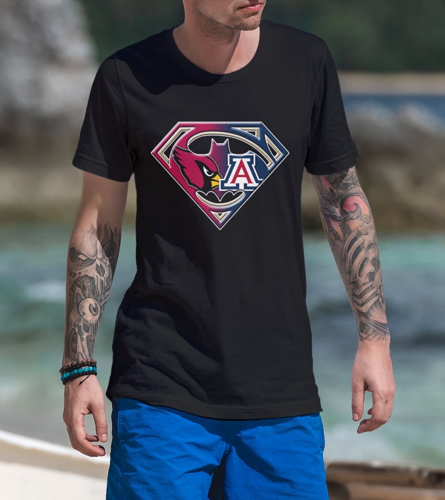 Arizona Cardinals Arizona Wildcats Superhero Logo Fusion Bat 031 T-Shirt