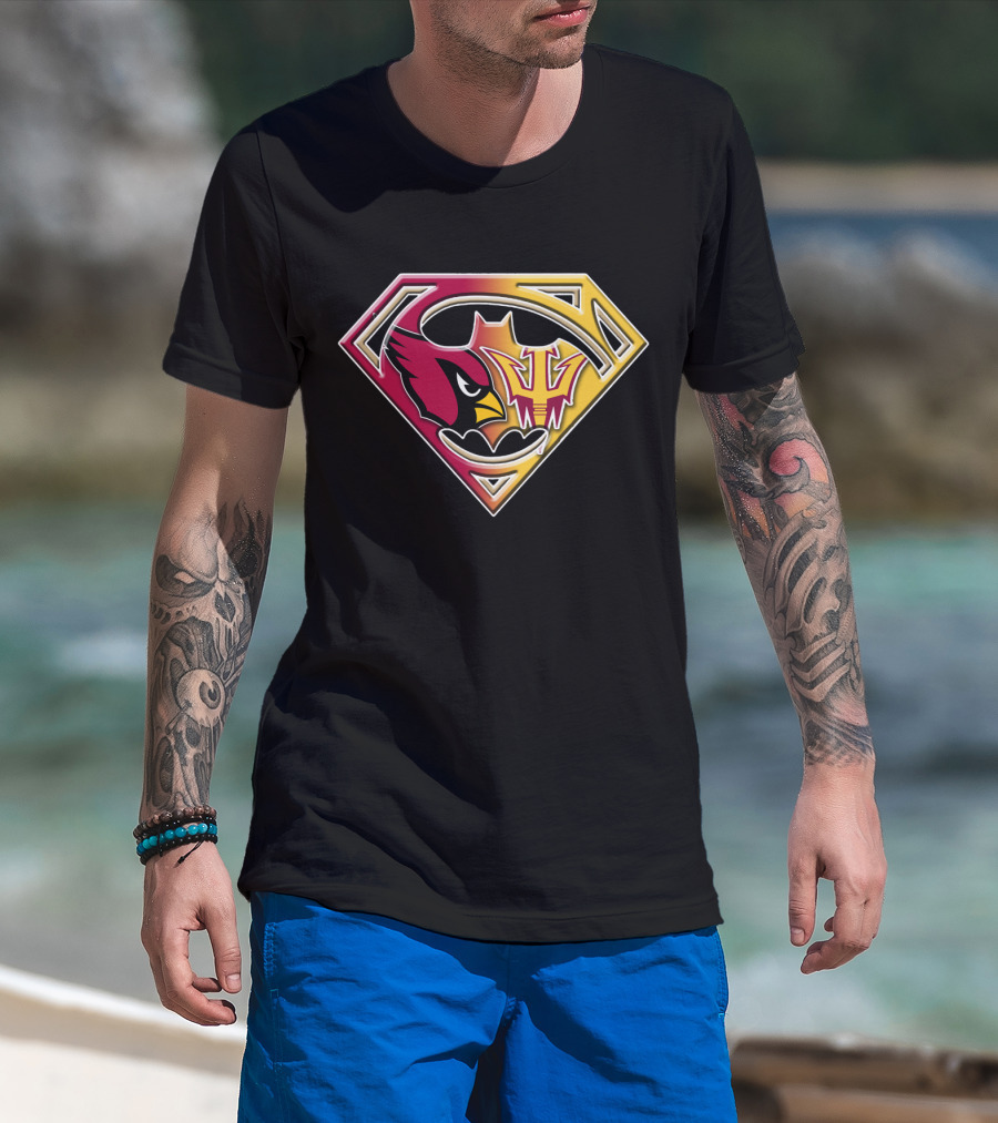 Arizona Cardinals Asu Sun Devils Superman Logo Fusion Bat 030 T-Shirt