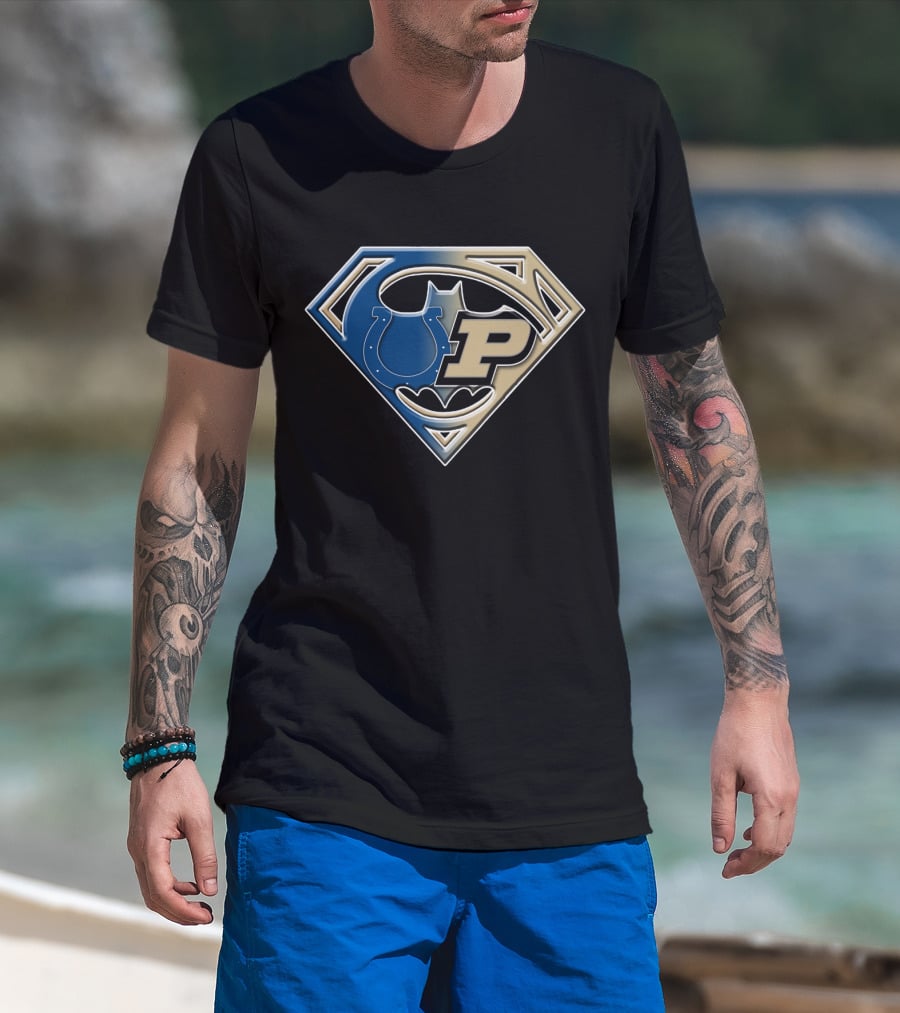 Indianapolis Colts Purdue Batman Superman Logo Bat 045 T-Shirt
