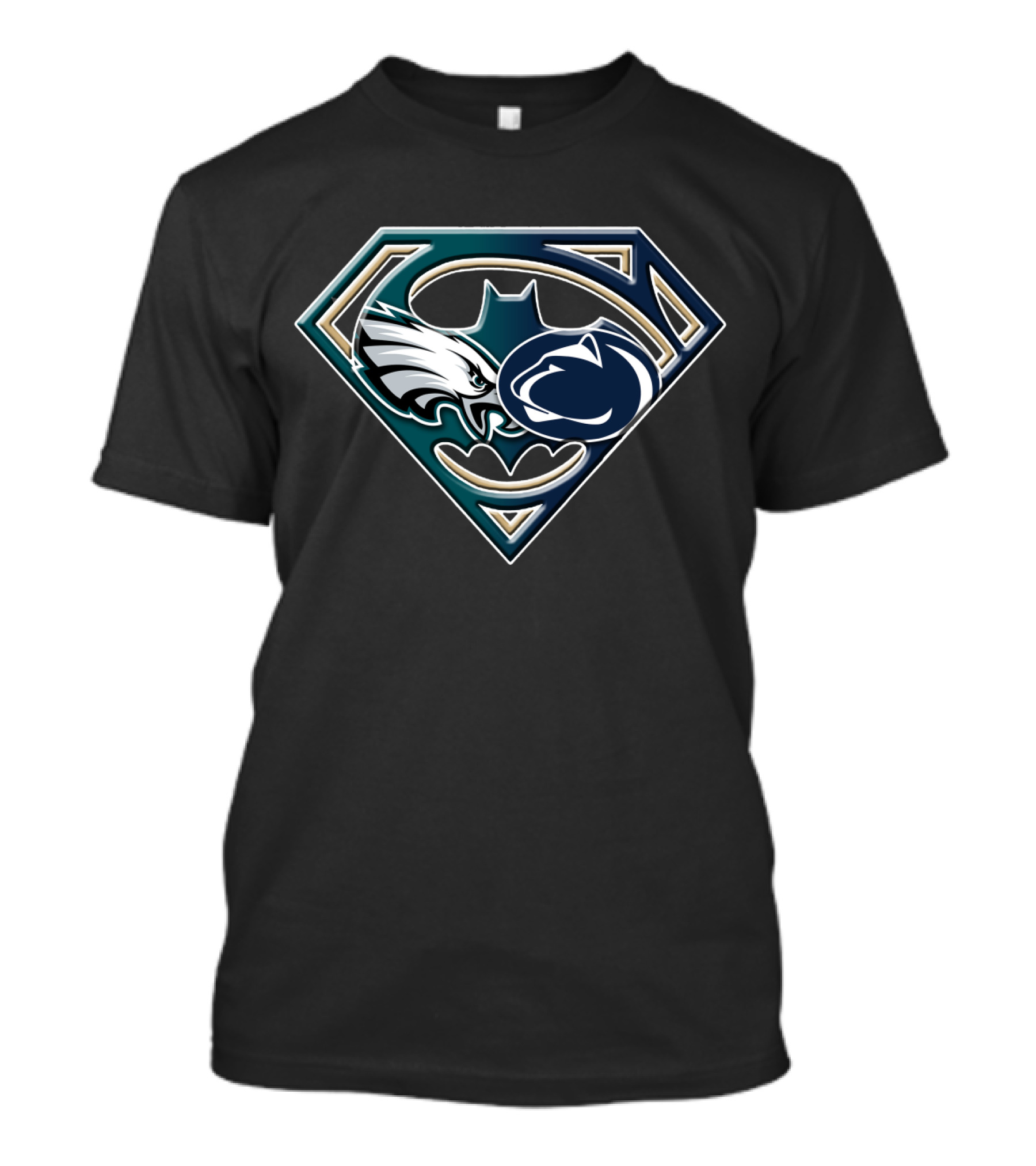 Batman Superman Philadelphia Eagles Penn State Mashup Bat 056 T-Shirt