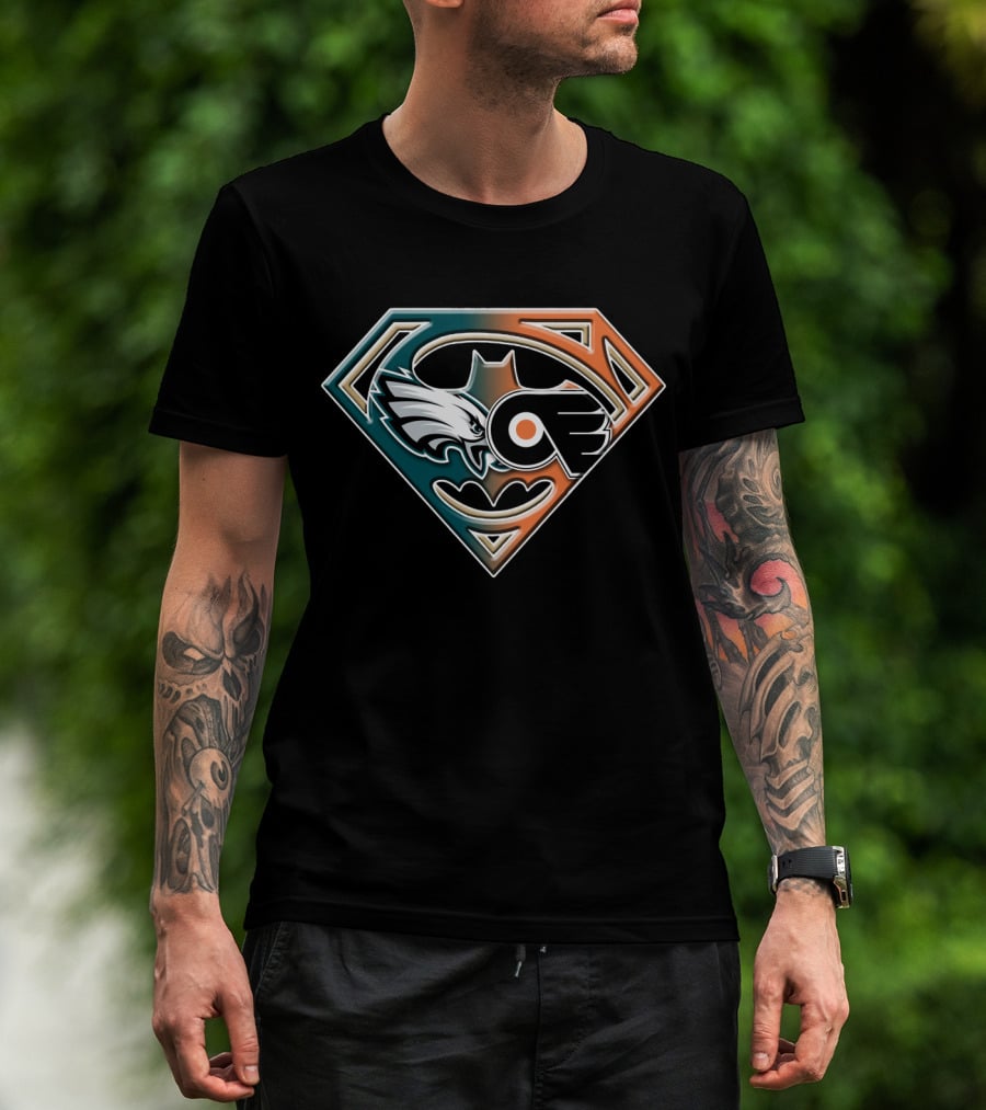 Eagles Flyers Batman Superman Logo Mashup T-Shirt