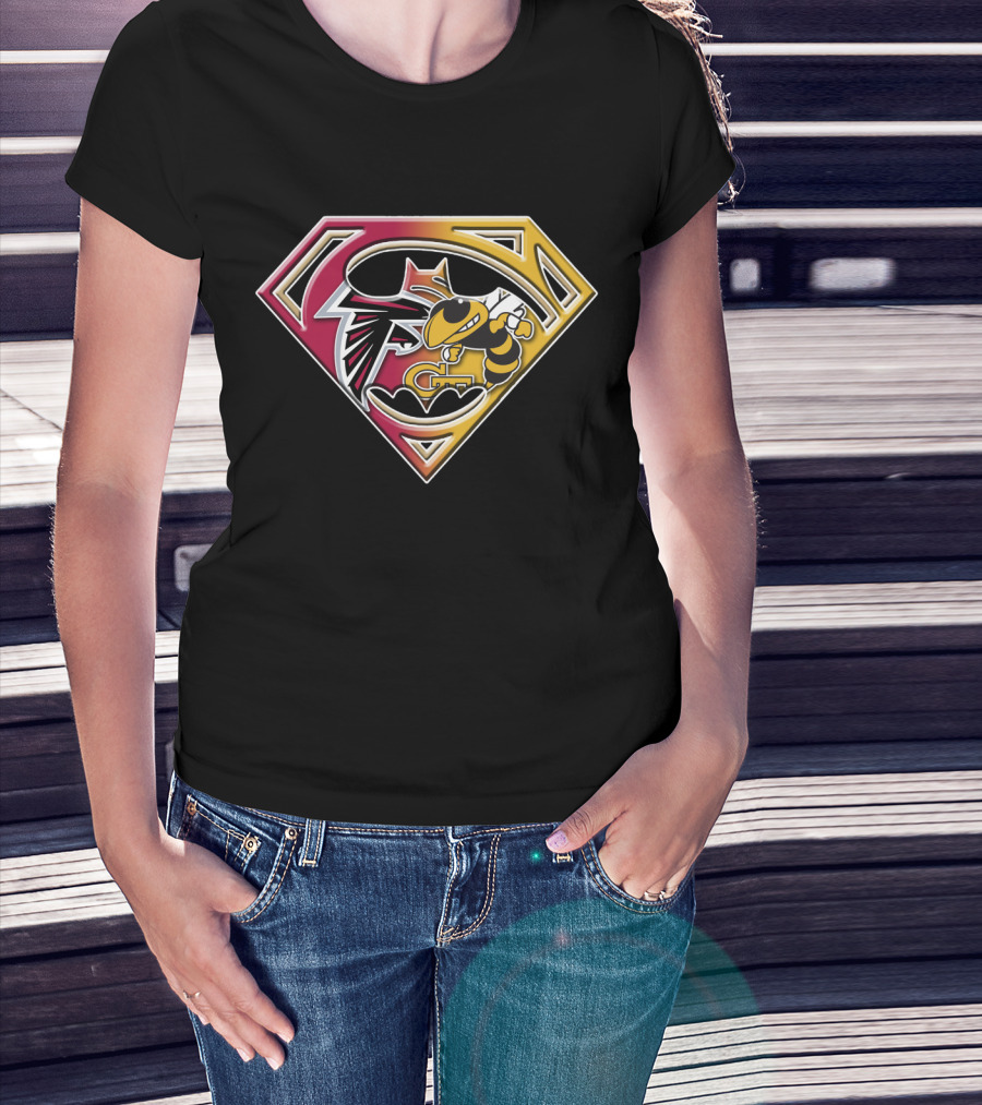 Batman Georgia Tech Yellow Jackets Atlanta Falcons Superman T-Shirt