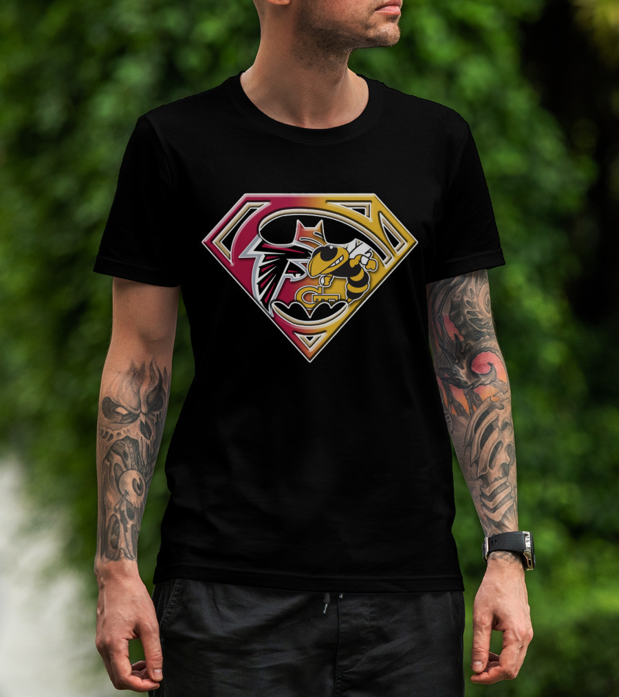 Batman Georgia Tech Yellow Jackets Atlanta Falcons Superman T-Shirt