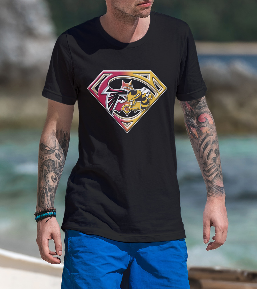 Batman Georgia Tech Yellow Jackets Atlanta Falcons Superman T-Shirt