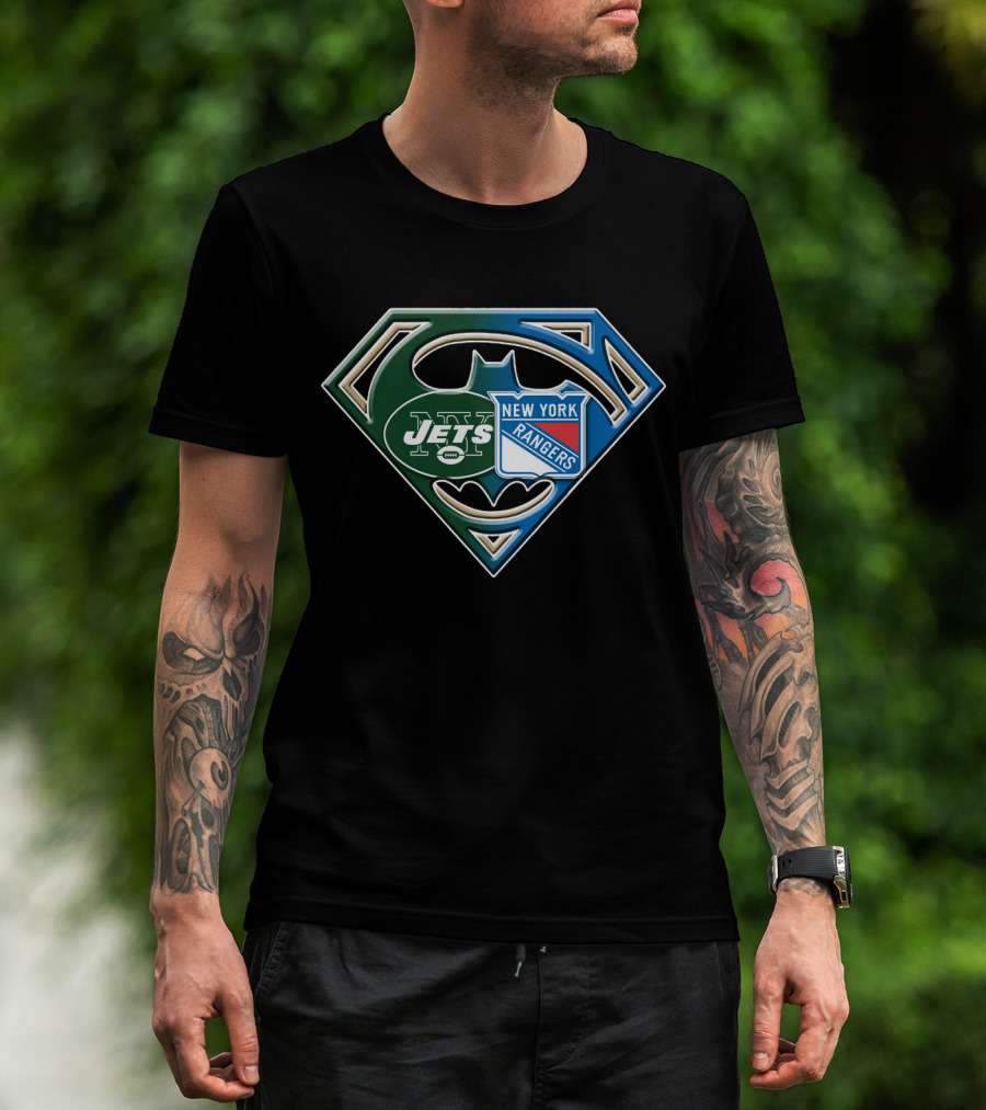 New York Jets Rangers Superhero Logo Bat 071 T-Shirt