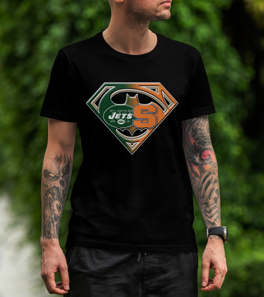 Jets Syracuse Batman Superman Logo Fusion T-Shirt