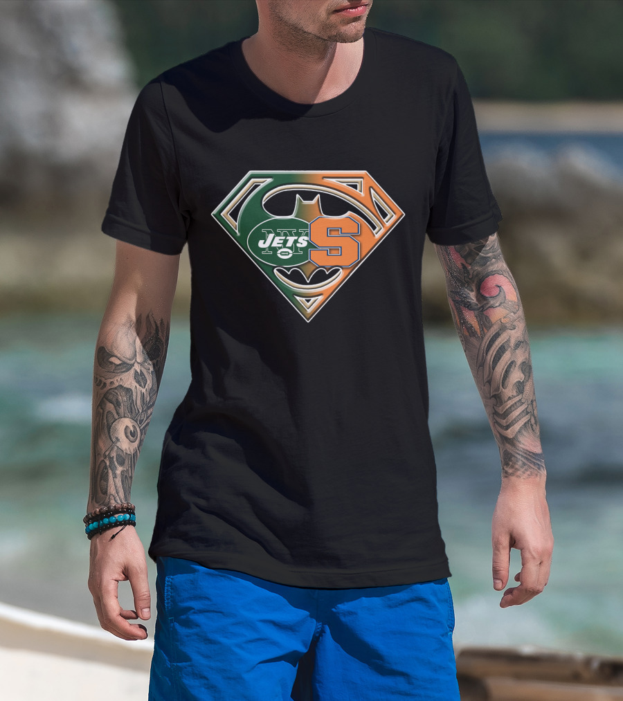 Jets Syracuse Batman Superman Logo Fusion T-Shirt