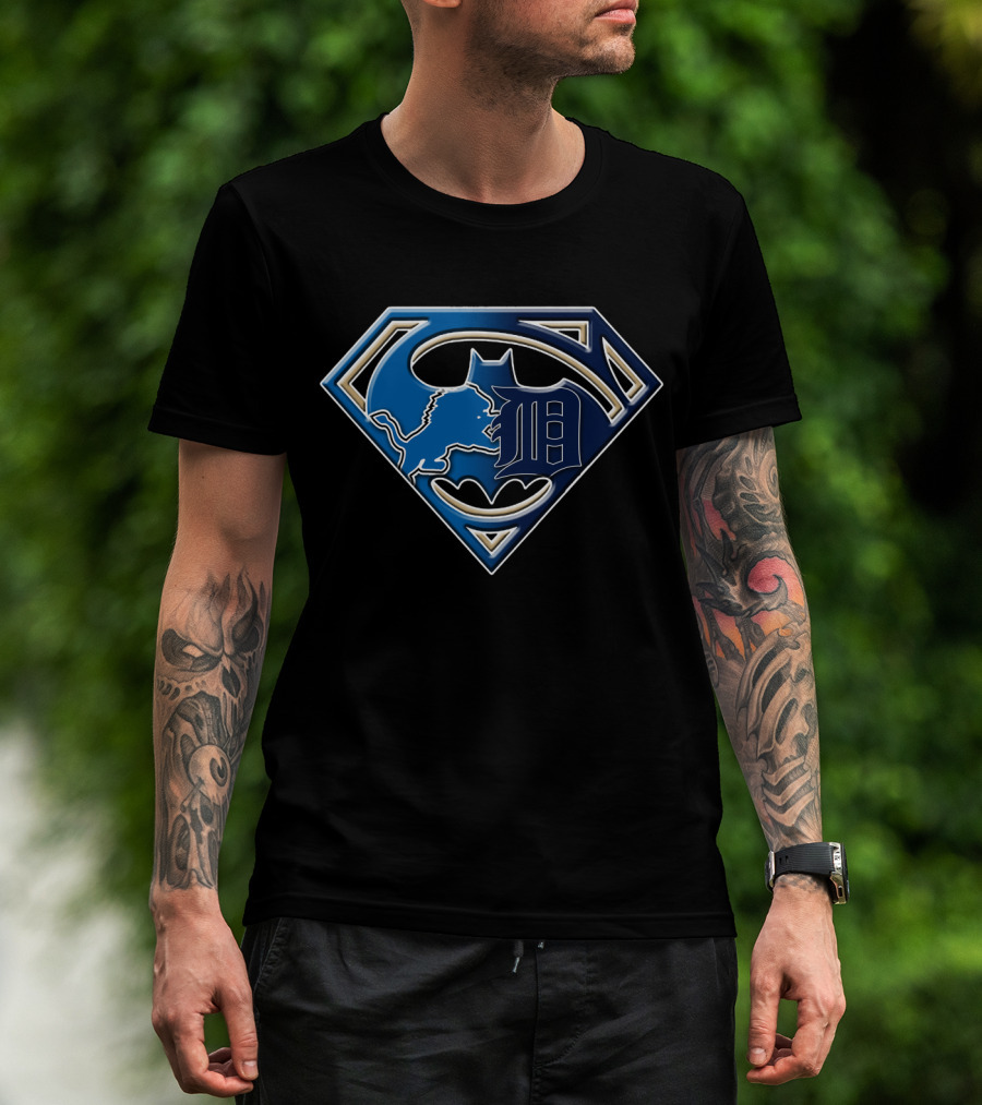 Detroit Lions Batman Superman Logo Fusion Bat 076 T-Shirt