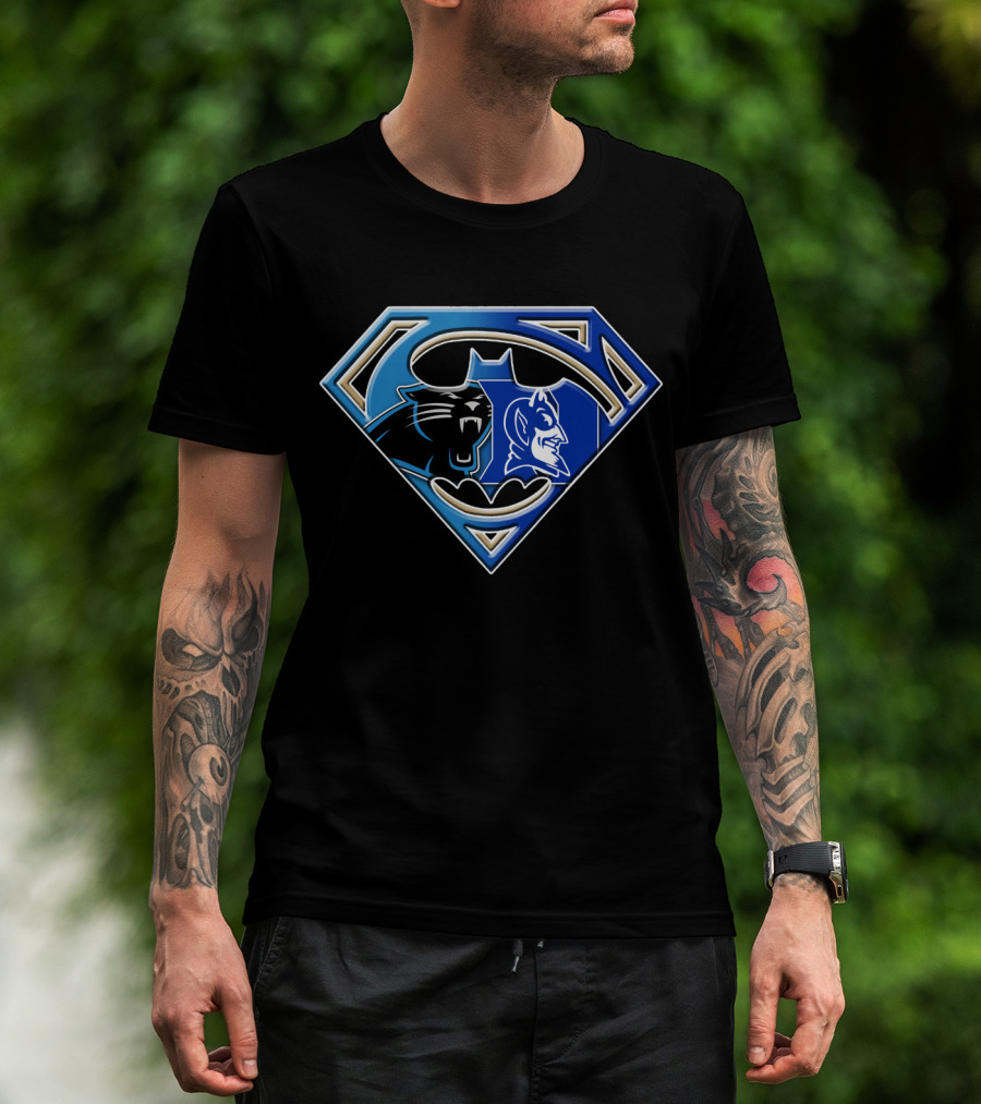 Superman Logo Carolina Panthers Duke Blue Devils Batman Bat T-Shirt
