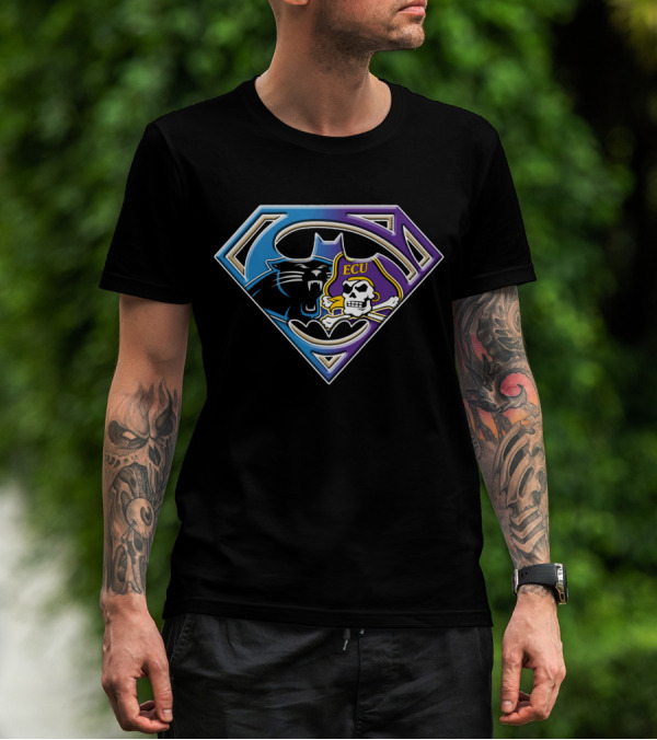 Superman Logo Carolina Panthers Ecu Pirates T-Shirt