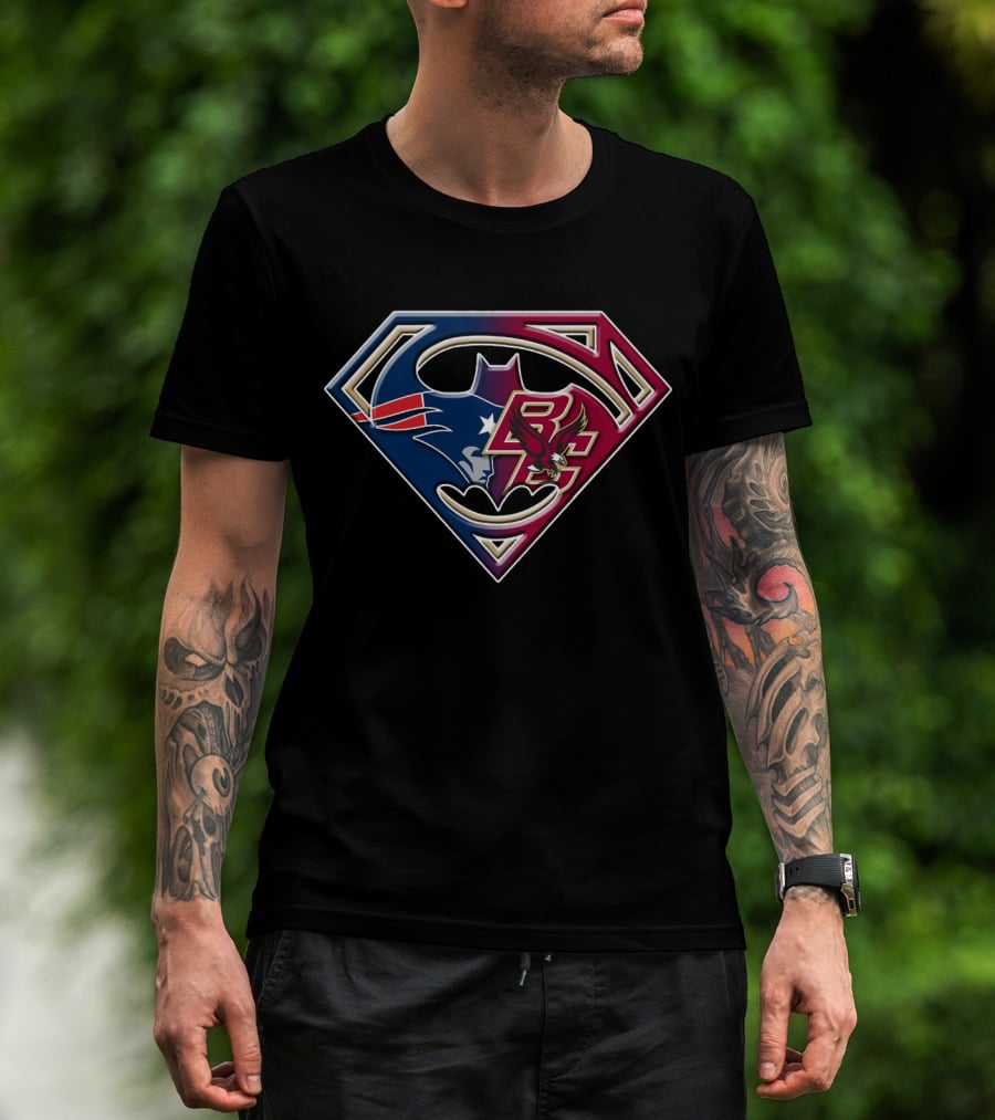 Superhero Boston Patriots College Eagles Logo Fusion T-Shirt