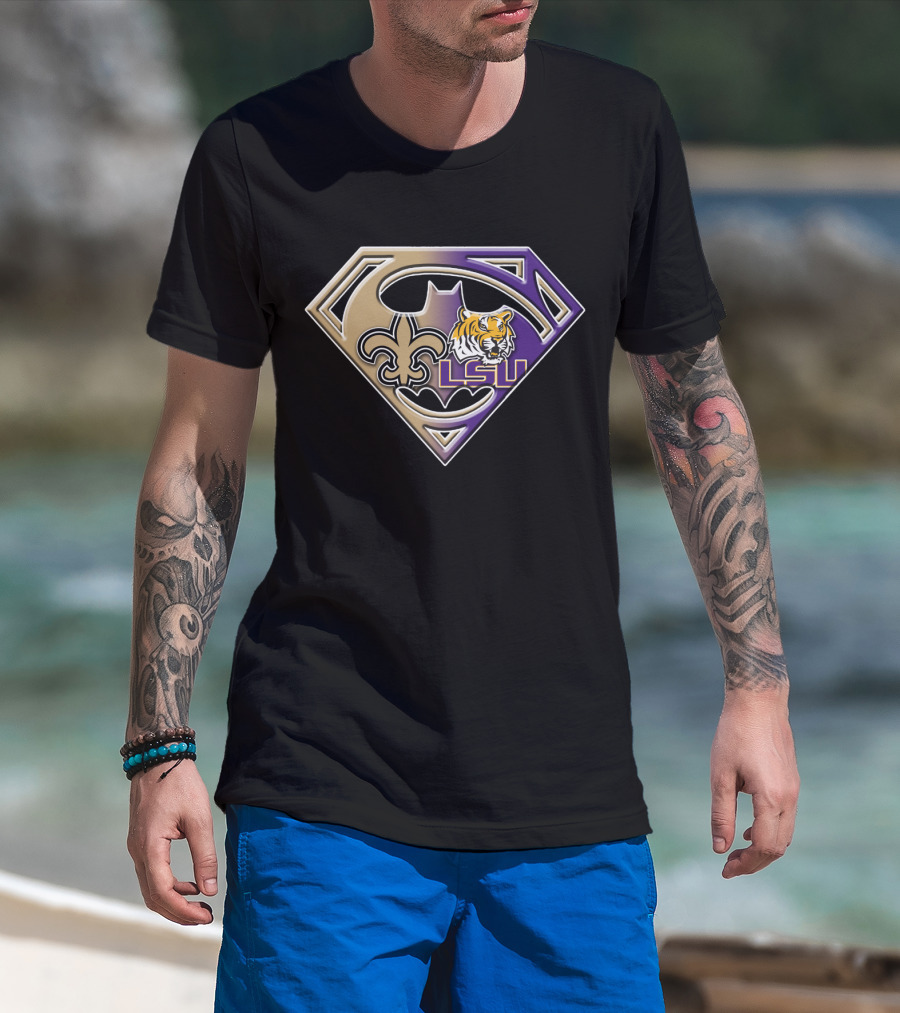Lsu Tigers New Orleans Saints Superhero T-Shirt