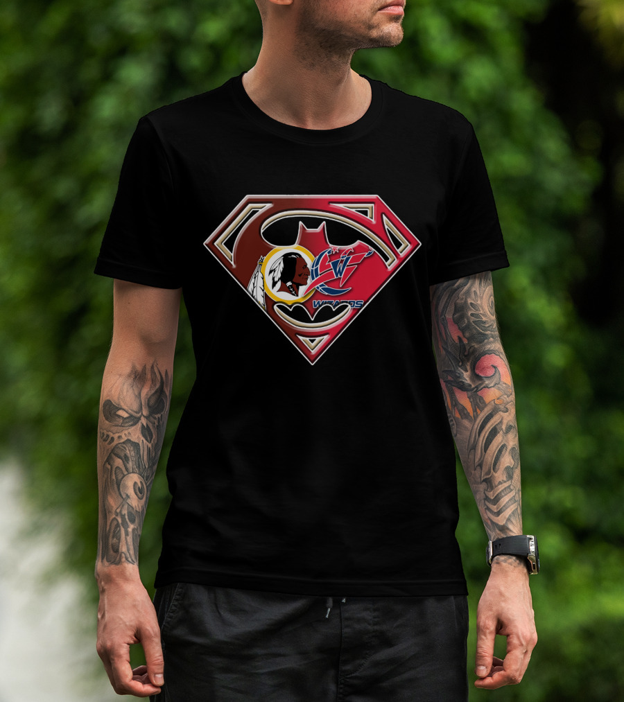 Washington Wizards Redskins Superman Bat Symbol Fusion T-Shirt