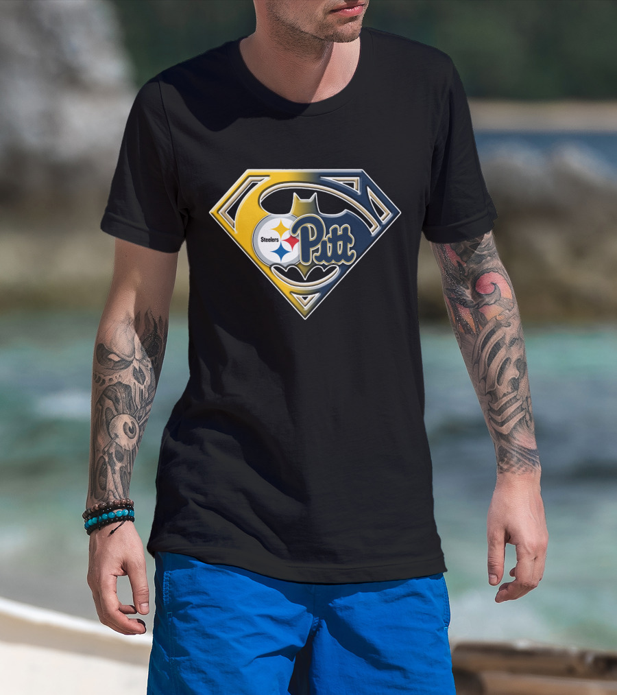 Steelers Pitt Bat Emblem Superhero Fusion T-Shirt