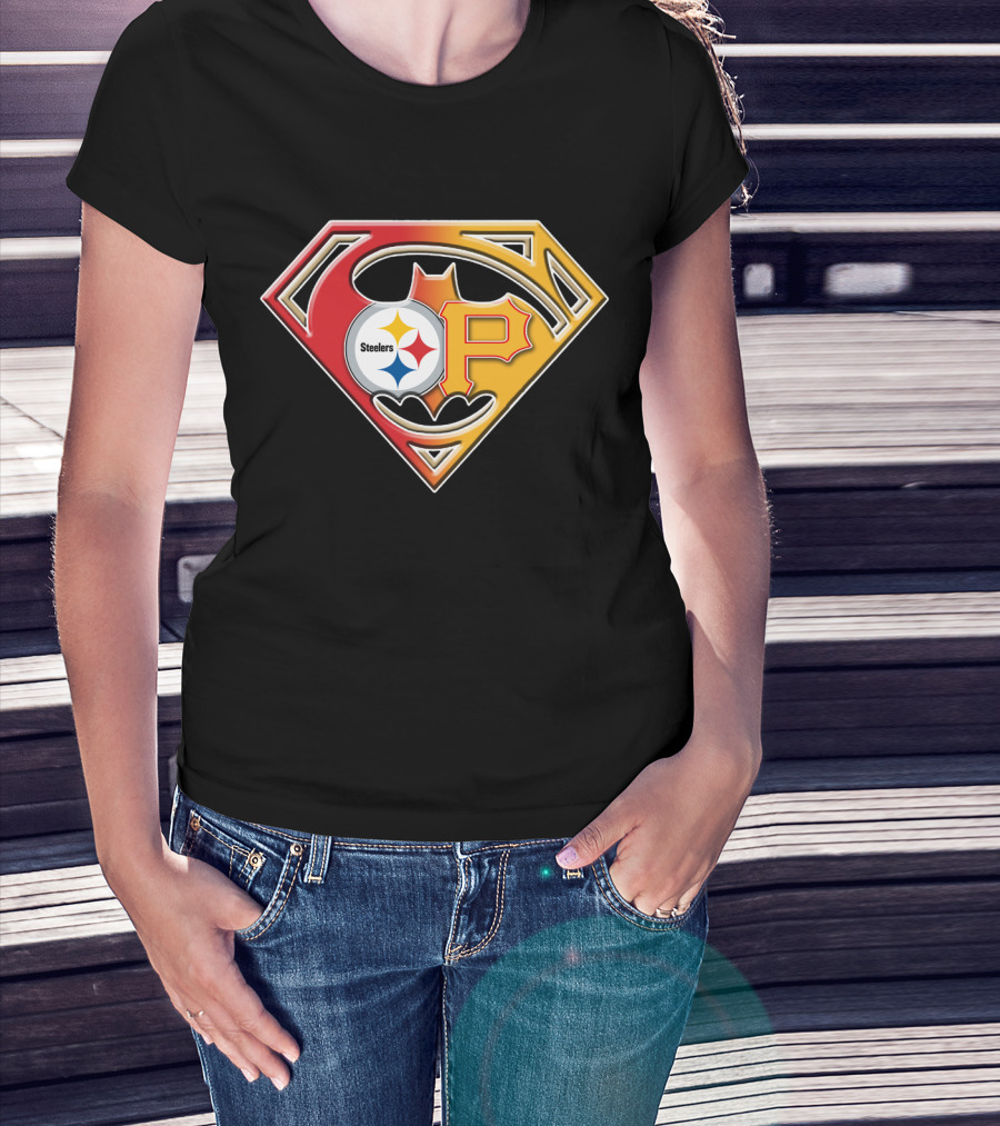 Steelers Pirates Superman Batman Logo Combo T-Shirt