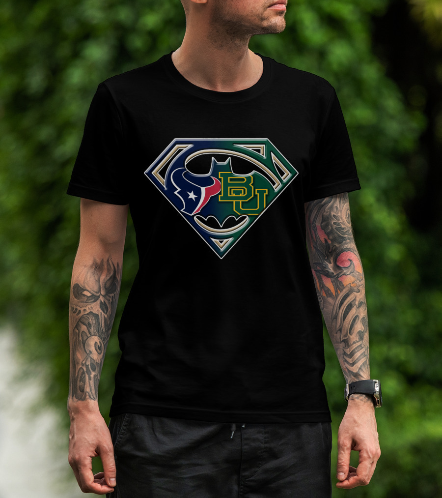 Baylor Bears Houston Texans Batman Superman Mashup Bat 117 T-Shirt