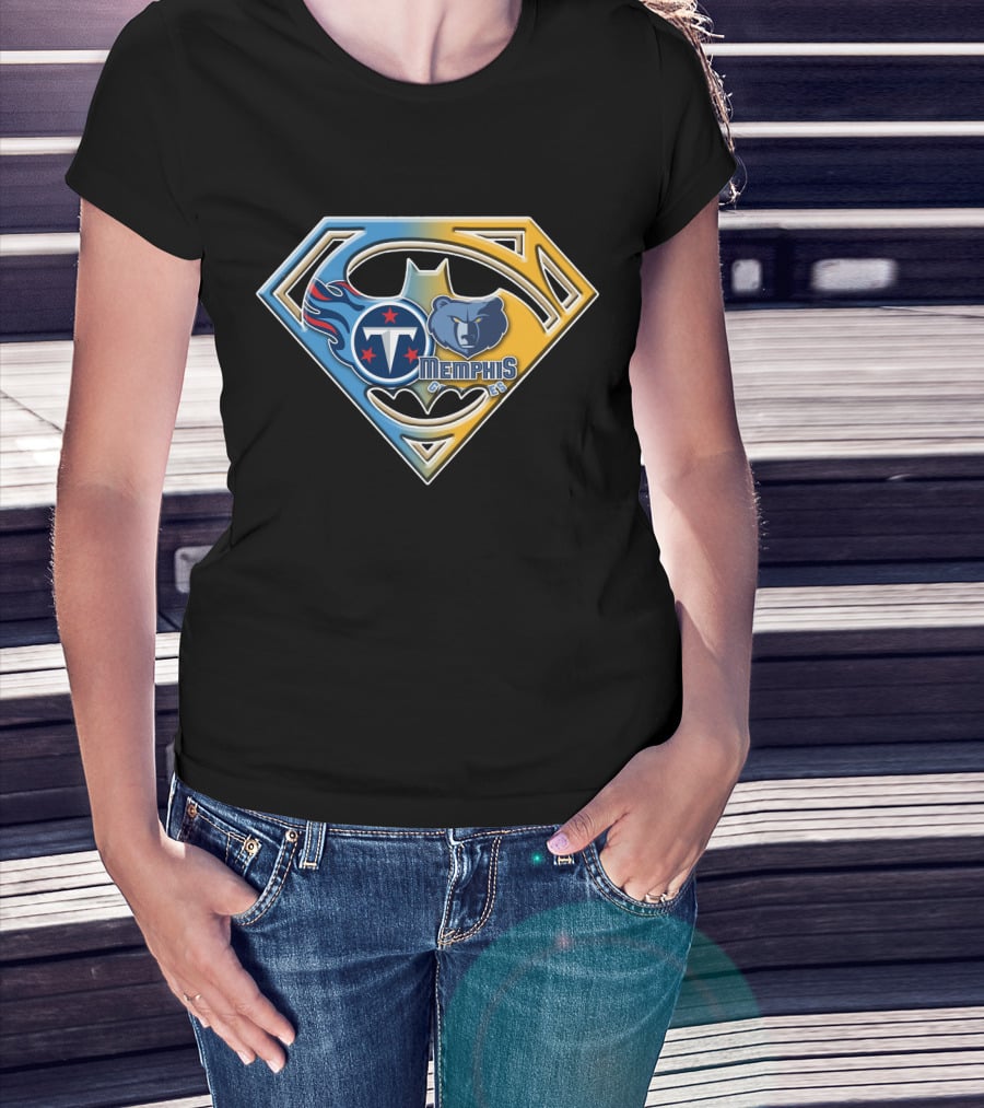 Memphis Grizzlies And Tennessee Titans Superhero Crossover Bat 128 T-Shirt