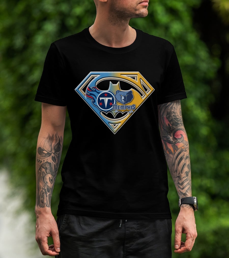 Memphis Grizzlies And Tennessee Titans Superhero Crossover Bat 128 T-Shirt