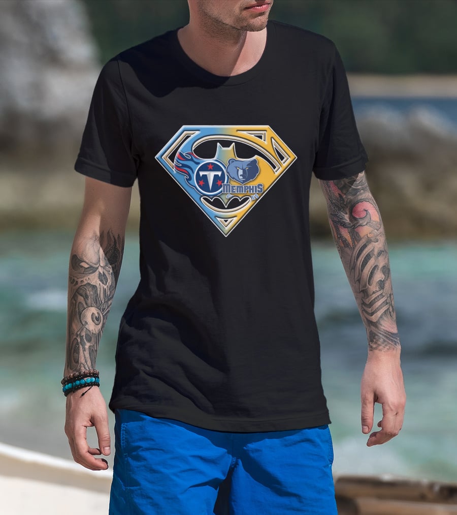 Memphis Grizzlies And Tennessee Titans Superhero Crossover Bat 128 T-Shirt