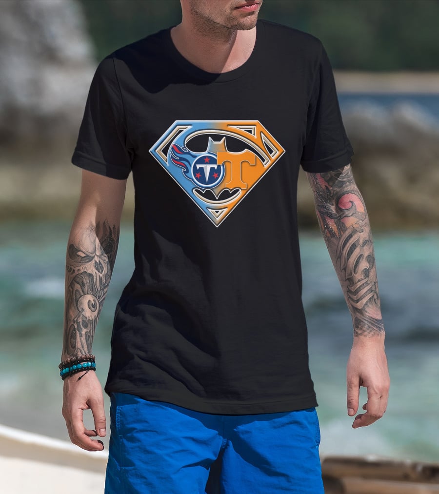 Tennessee Titans Volunteers Superman Batman T-Shirt