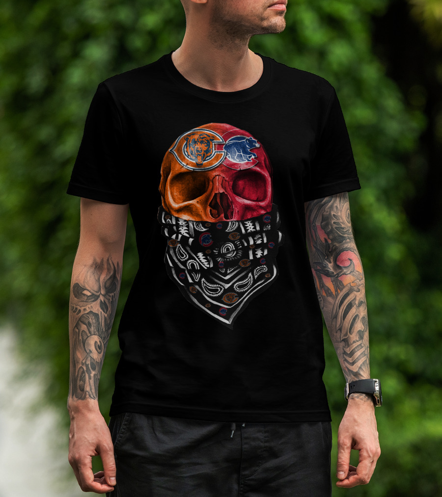 Chicago Bears Skull Bandana Paisley T-Shirt