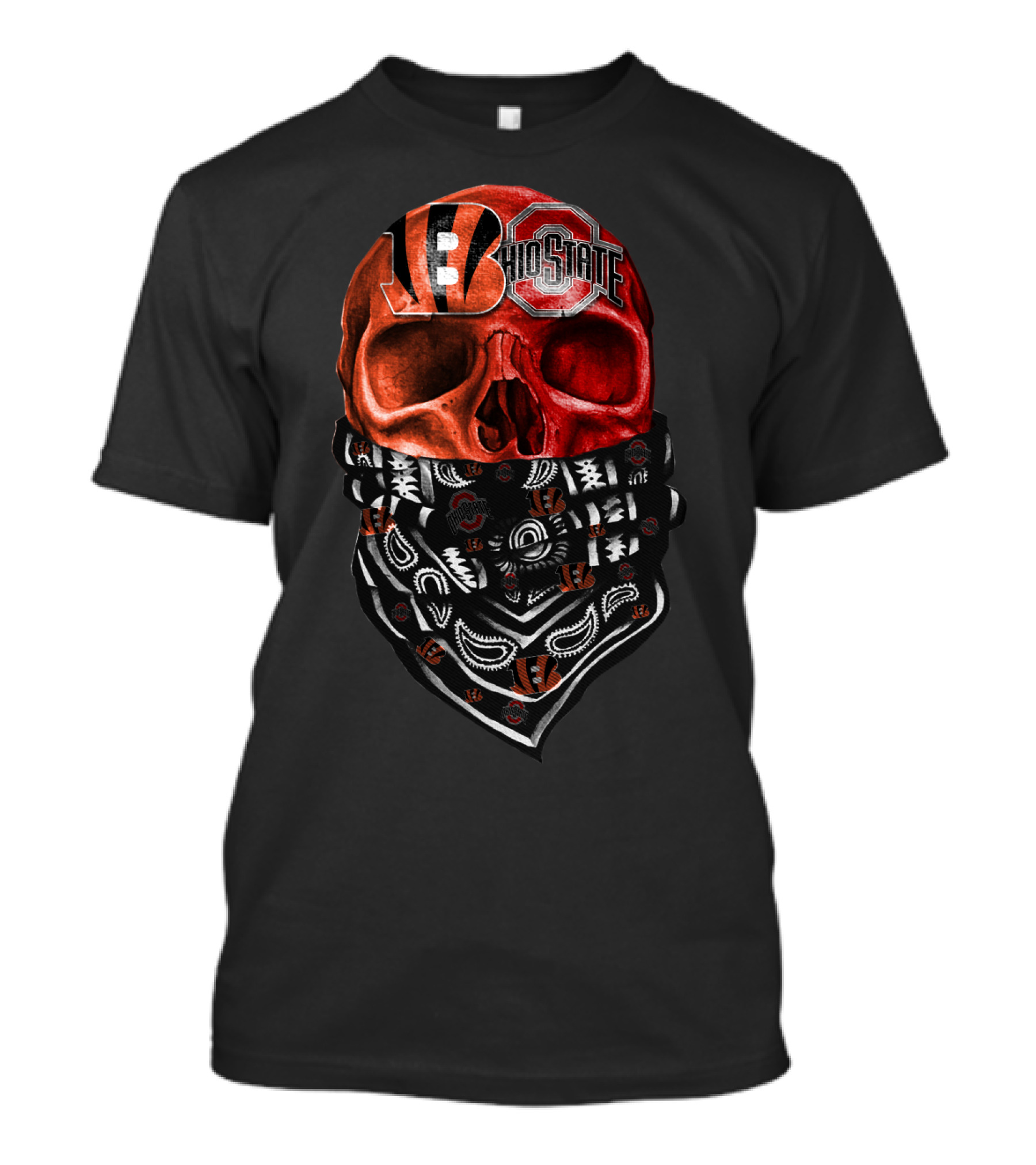Bengals Ohio State Skull Bandana T-Shirt