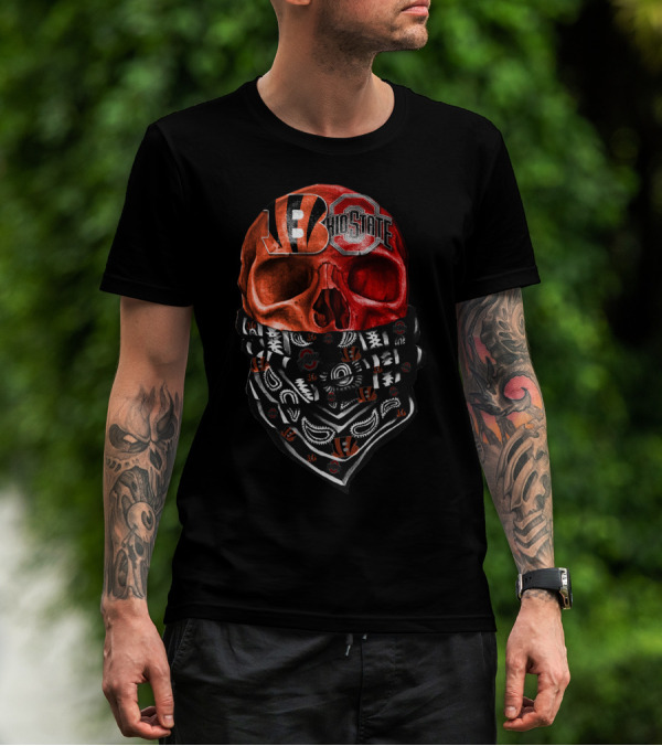 Bengals Ohio State Skull Bandana T-Shirt