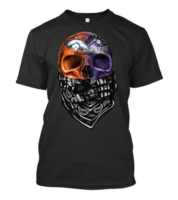 Colorado Broncos Rockies Skull Bandana T-Shirt