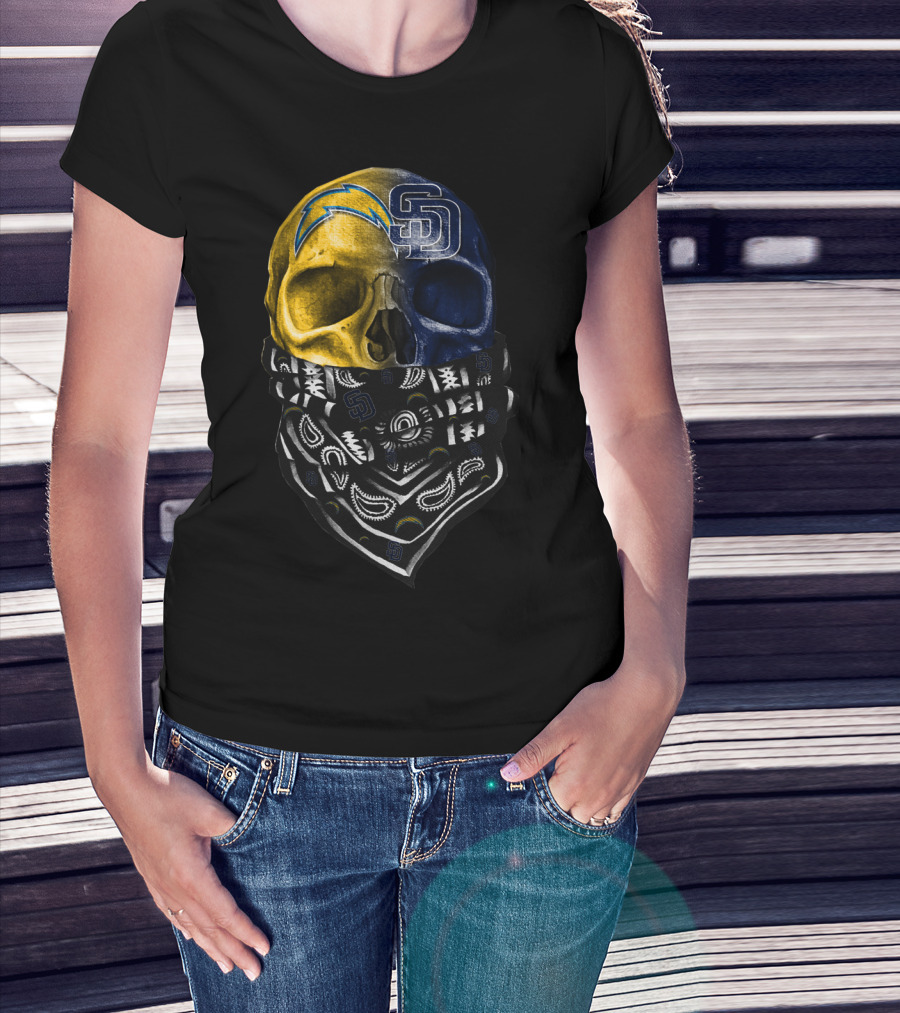 Chargers Padres Skull Bandana T-Shirt