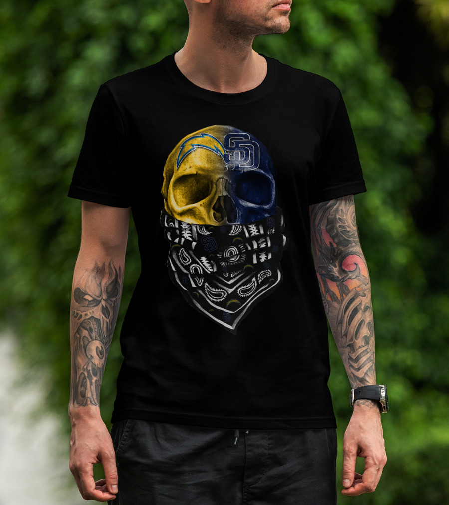 Chargers Padres Skull Bandana T-Shirt