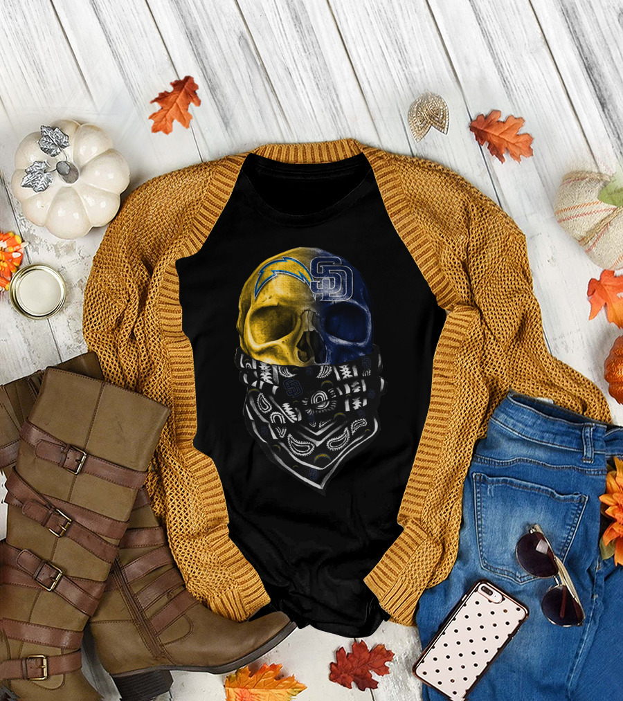 Chargers Padres Skull Bandana T-Shirt