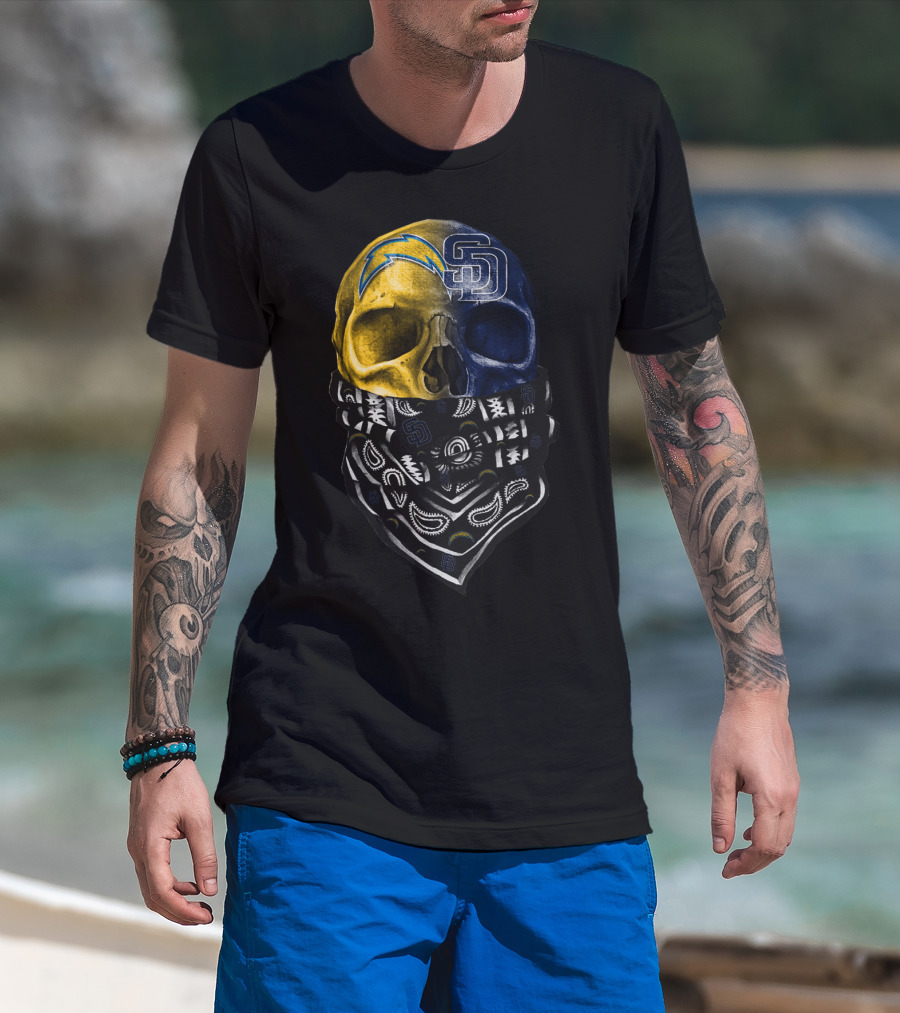 Chargers Padres Skull Bandana T-Shirt