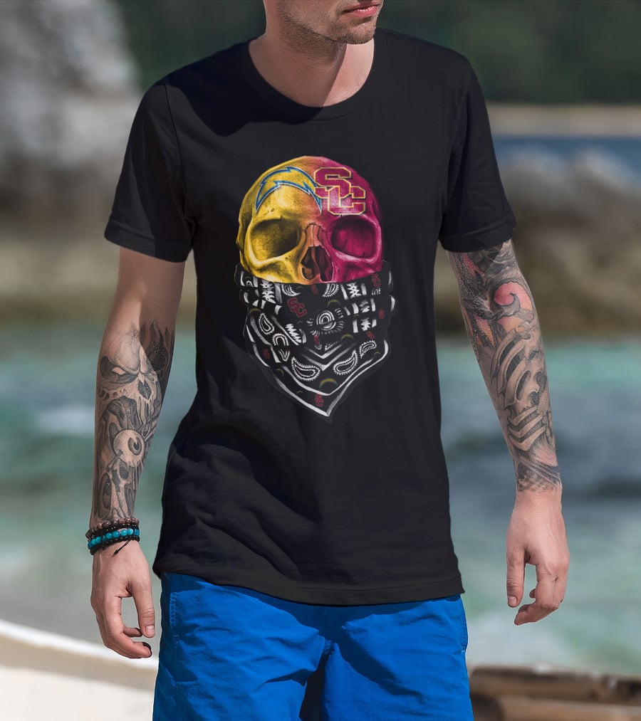 Sku 035 Usc Chargers Skull Bandana T-Shirt