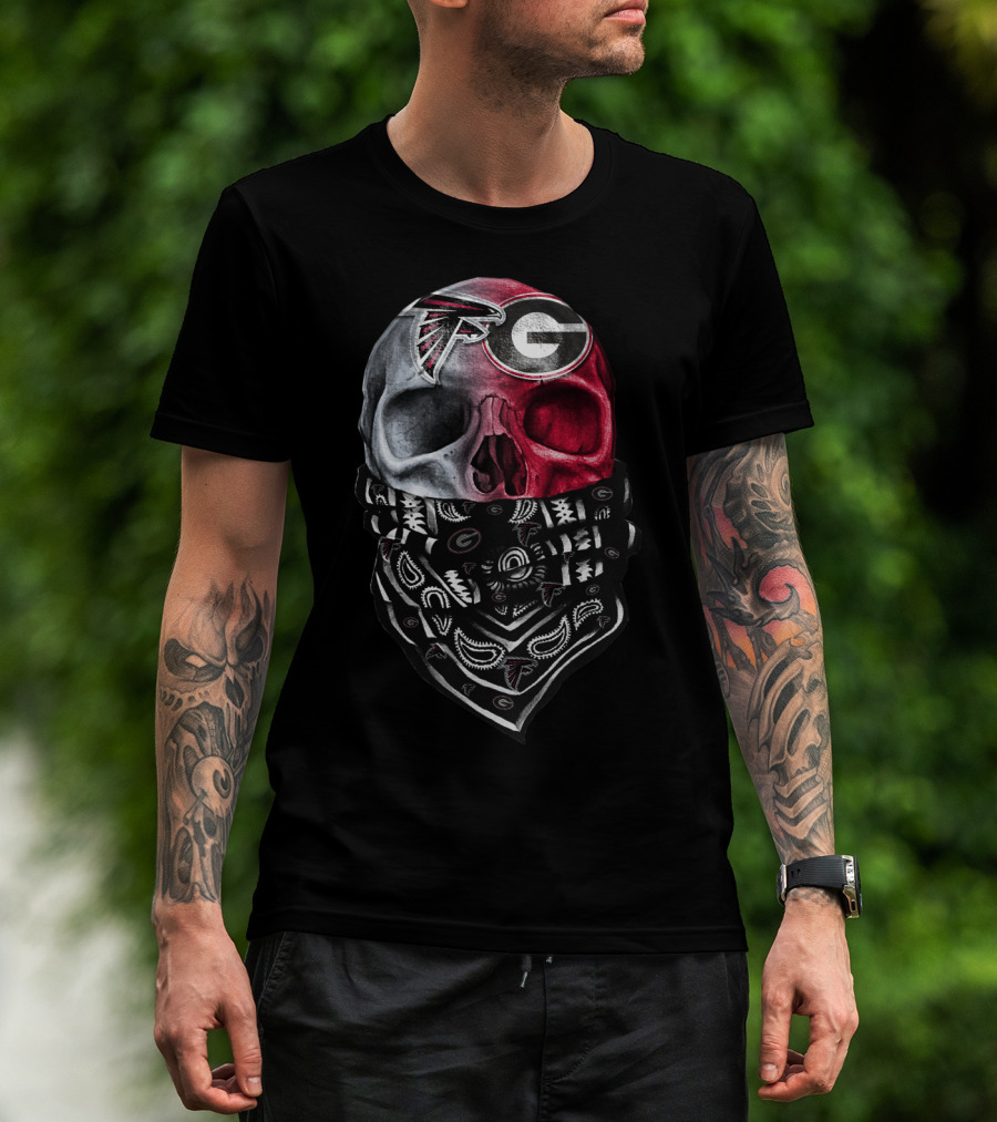 Falcons Georgia Bulldogs Skull Bandana T-Shirt