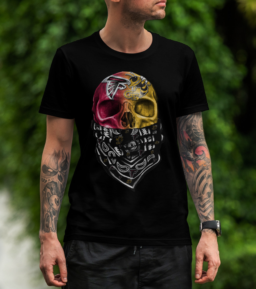 Atlanta Falcons Georgia Tech Yellow Jackets Skull Bandana T-Shirt